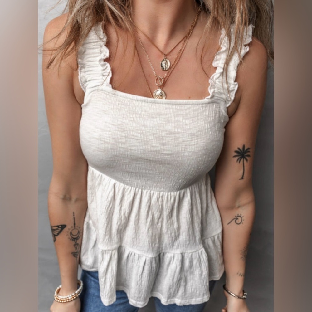 White Ruffle Top - Picture 3 of 10